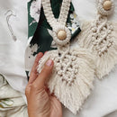 Axyaa Macrame Curtain Tiebacks with Bead, Boho Room Decor, Home Decoration Gift