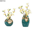 Axyaa Golden Bird Ceramic Vase: Chinese Retro Flower Vase for Modern Home Decor