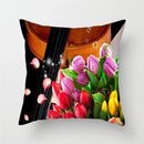 Axyaa Sunflower Lotus Lily Rose Pattern Pillow Cover for Home Chair Car Sofa