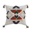Axyaa Geometric Embroidery Tassel Pillow Cover - Boho Style for Home Décor