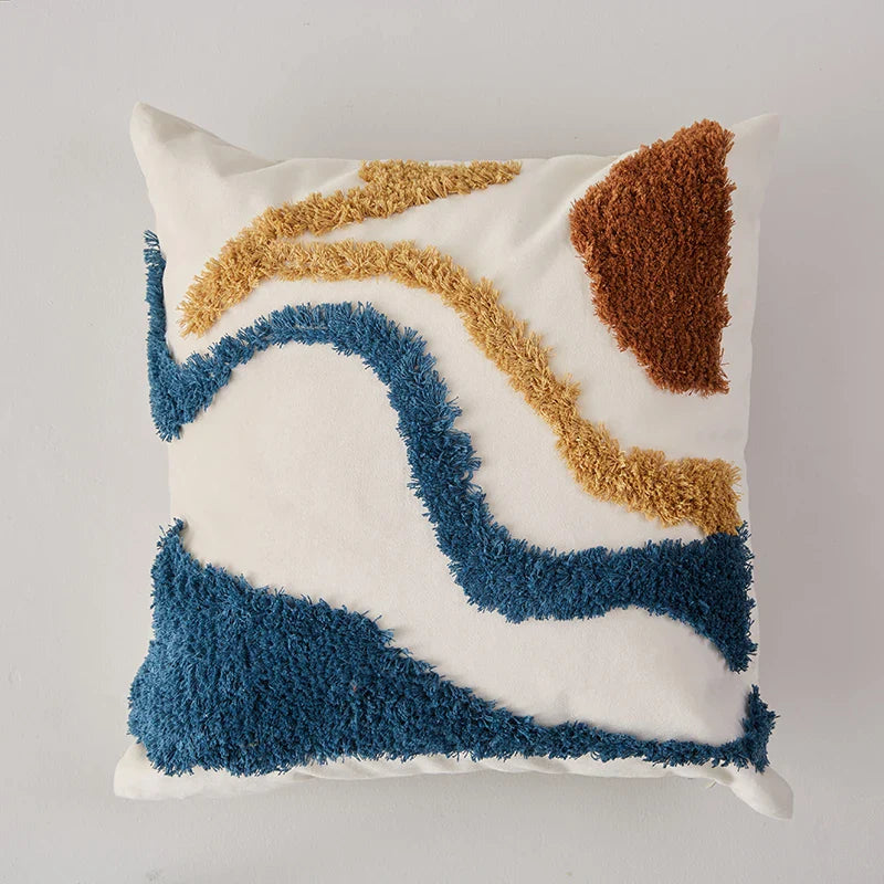 Axyaa Velvet Abstract Art Cushion Cover for Sofa, Chair, Bed - 45x45cm