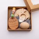 Axya Montessori Wooden Rattle & Bibs Set: Easter DIY Baby Toy & Milestone Education Gift