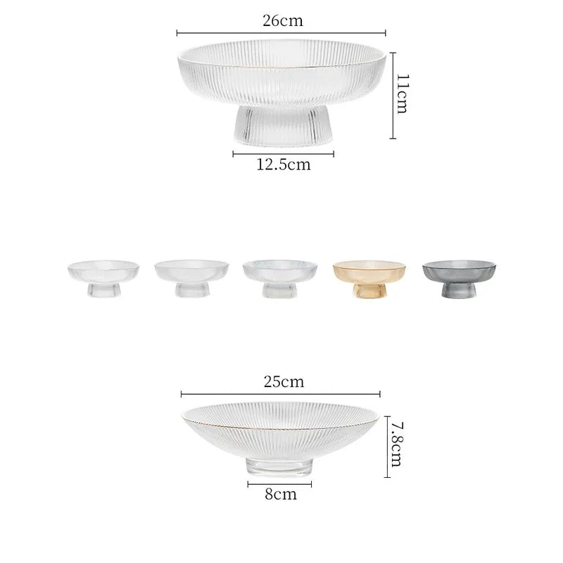 Axya Glass Fruit Plate Cake Dessert Display Tray for Home Hotel Restaurant Decor