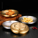 Axyaa Double Layer Stainless Steel Dinner Plates for Stylish Food Storage.