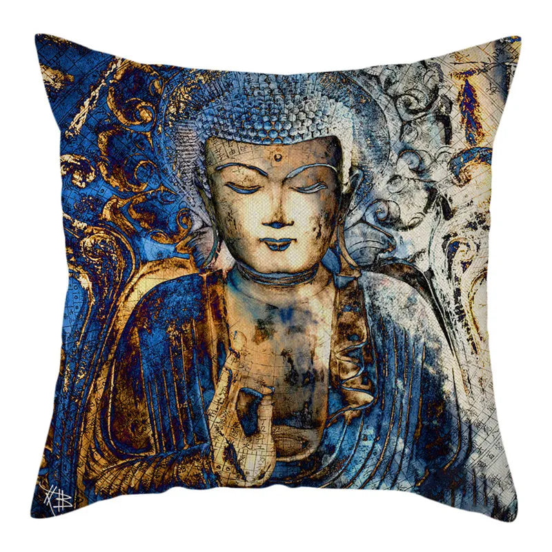 Buddha Pattern Throw Pillow Cover by Axyaa for Home, Car, Sofa Décor