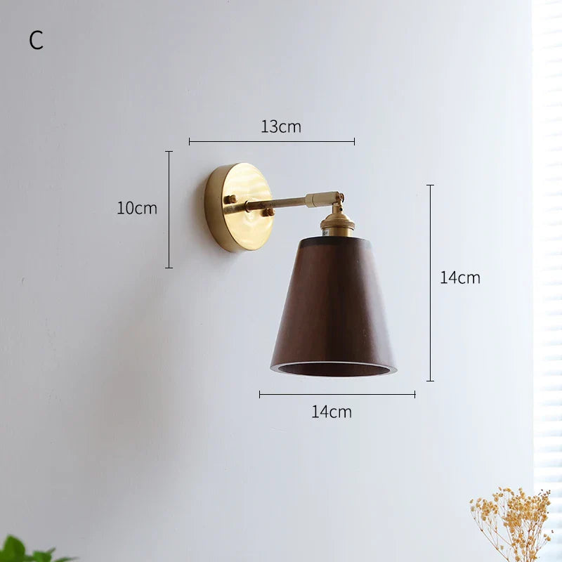 Axyaa Nordic LED Wall Lights with Pull Chain Switch, Walnut Finish