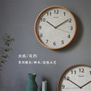 Axya Solid Wood Mute Wall Clock - Nordic Style Linen Art Large Wall Watch