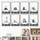 Axyaa Panda Giraffe Bear Elephant Nursery Wall Art Canvas Print