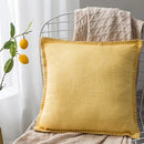 Axyaa Fringed Linen Cushion Cover - 45x45cm - Blue Grey Yellow Red Green