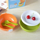 Axyaa Kids Round Bento Box with Fork & Spoon, Double-layer Lunch Box