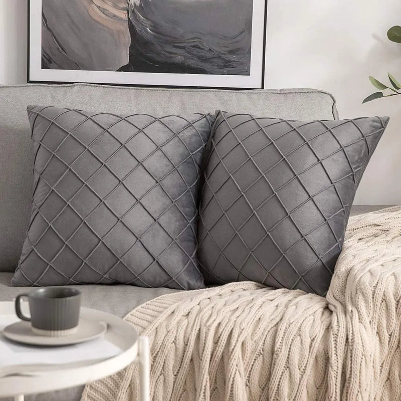 Velvet Geometric Cushion Cover by Axyaa - 45x45cm Pillowcase for Home Decor