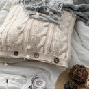 Axyaa Cozy Knit Cushion Cover in Vintage Ivory Grey Pink Solid Design