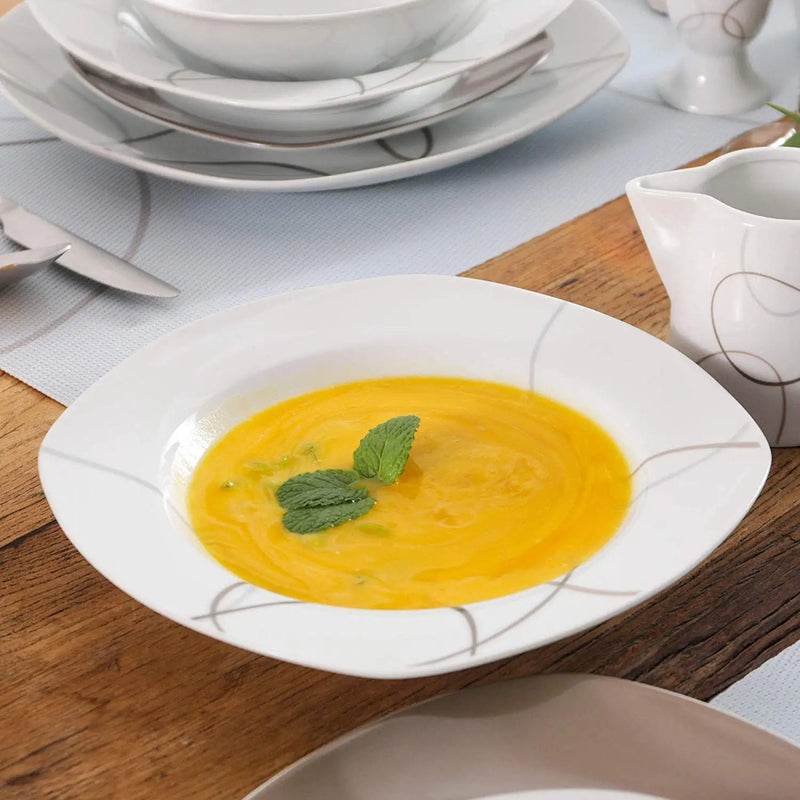 Axya Porcelain Dinner Set with Egg Cup, Cup&Saucer, and More - 50/100-Piece