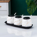 Axya Marbling Spice Jar Set - 3-Piece Kitchen Seasoning Container Suite