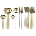 Axyaa Black Stainless Steel Dinnerware Set: 24Pcs Cutlery Flatware Gift Set