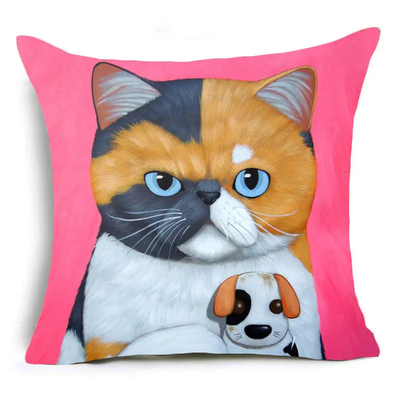 Cartoon Cat Pet Pillow Cover for Home Sofa Decor by Axyaa
