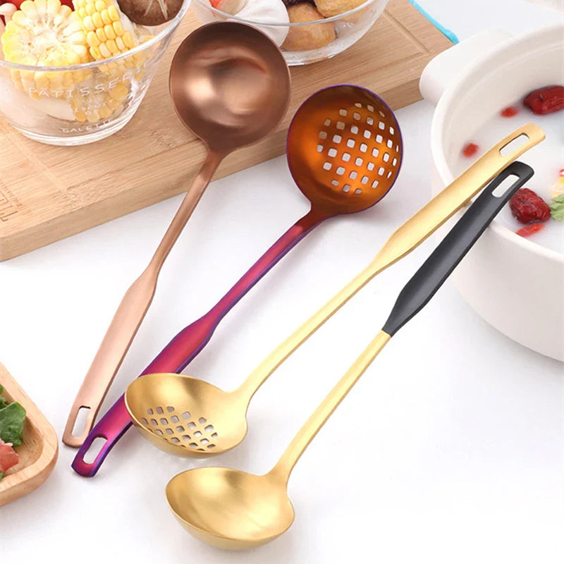 Axyaa 304 Stainless Steel Soup Spoon Colander Kitchen Utensil