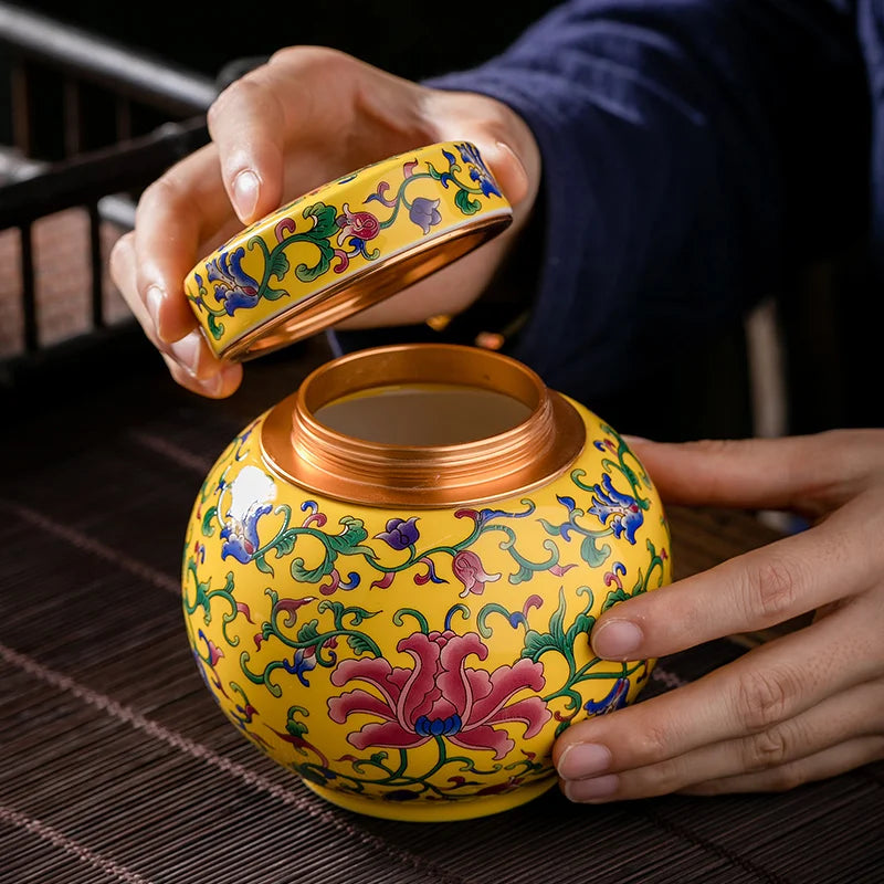 Axya Chinese Print Ceramic Tea Caddy: Kitchen & Desktop Storage, Home Decor & Gift