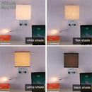 Axyaa Modern Wall Sconce with USB Port, 2 Switches & Fabric Shade LED Reading Lamp