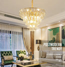 Axyaa Round Gold Steel Crystal LED Pendant Light for Luxurious Living Room