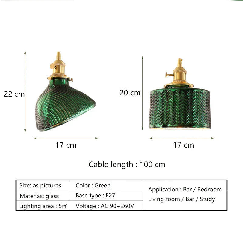 Axyaa Glass Chandelier with Green LED Lights