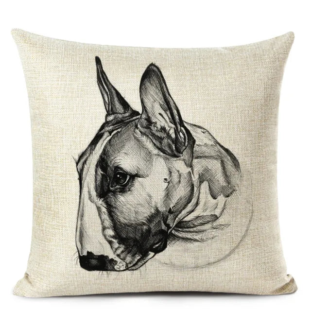 Colourful Bull Terrier & Dachshund 3D Cushion Cover for Home Sofa by Axyaa