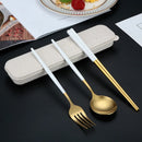 Axyaa Stainless Steel Cutlery Set with Box - Portable Dinnerware Kit