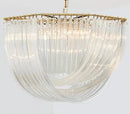 Axyaa Lustre Plate Metal LED Pendant in Gold/Chrome - Glass Round Chain Hanging Lamp