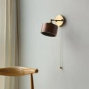 Axyaa Modern Wood Wall Light with Pull Chain Switch & LED Sconce