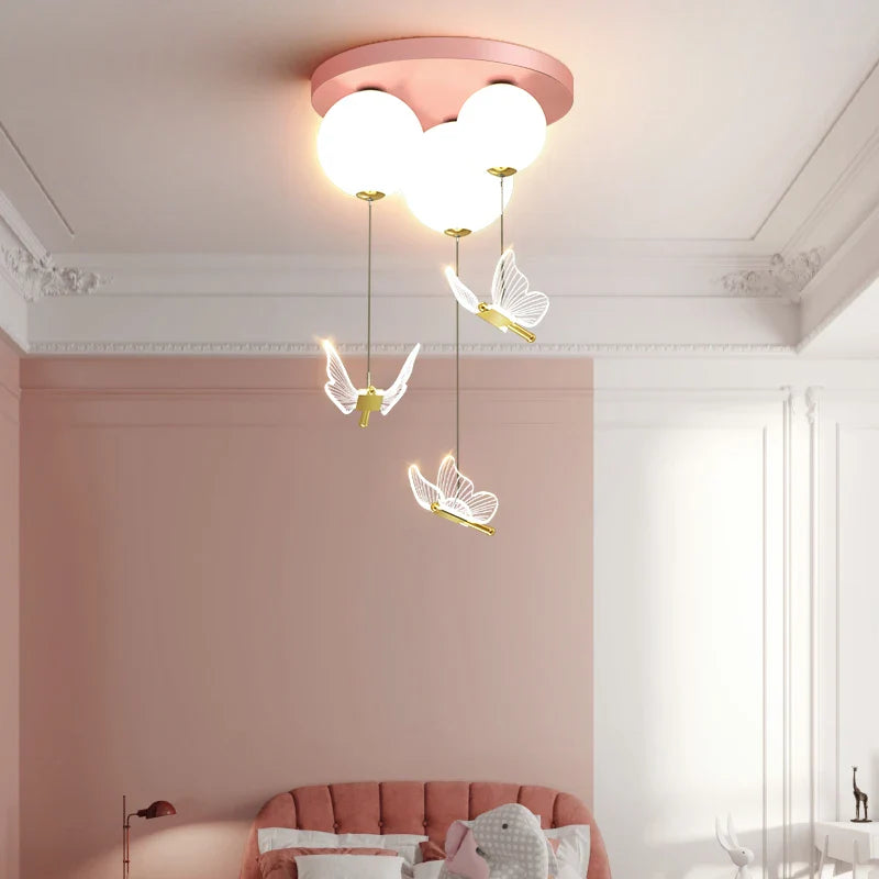 Modern Butterfly Ball Ceiling Lamp by Axyaa: Warm & Romantic Bedroom Pendant Light for Kids