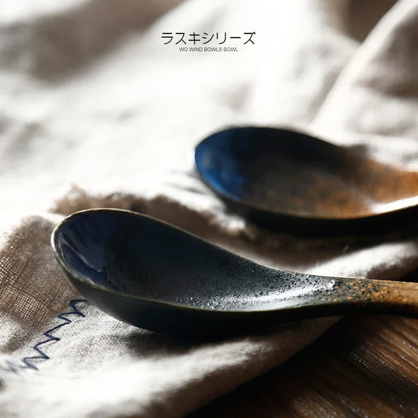 Axya Ceramic Japanese Rice Spoon Set of 3 Household Soup Dessert Spoon