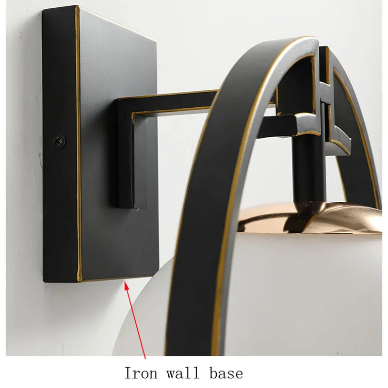 Axyaa Round Iron Glass Wall Lamp Sconce