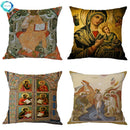 Cotton Linen Christ Pantocrator Icon Pillow Case by Axyaa