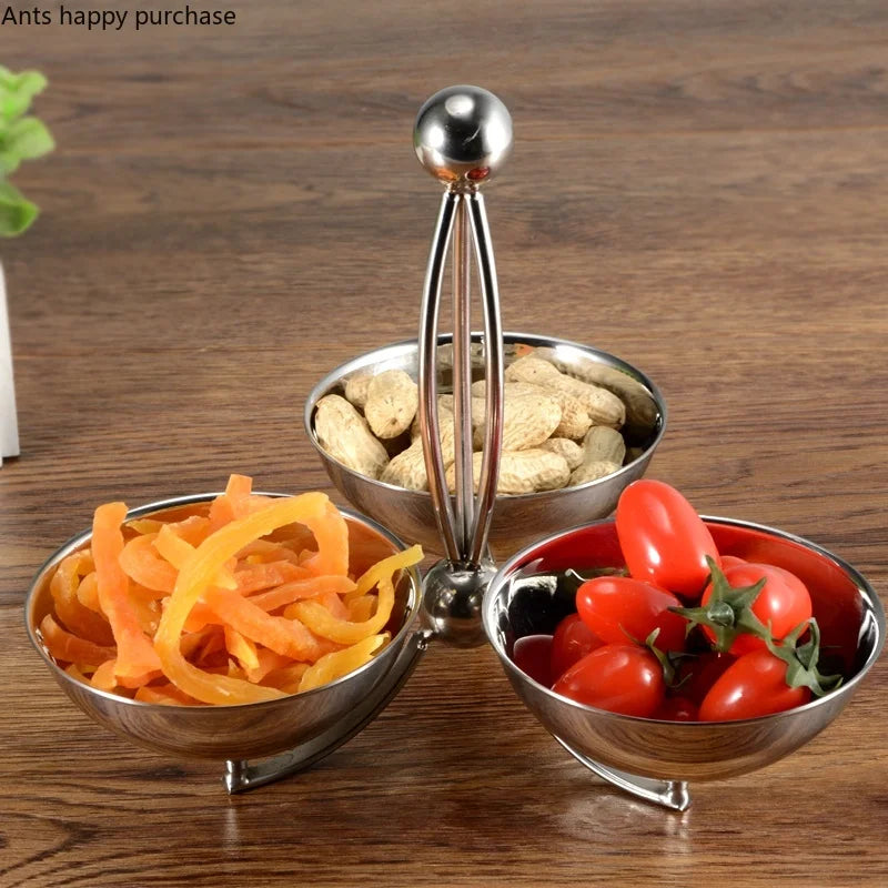 Axya Stainless Snack Tray Partition Dessert Fruit Plate Bar KTV Candy Rack