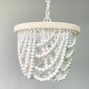 Axyaa Wooden Beads Chandelier White Mini Pendant Light for Bedroom & Kitchen