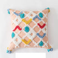 Axyaa Pink Ivory Boho Cushion Cover 45x45cm Handmade Zigzag Design