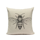 Axyaa Bee Pattern Linen Cushion Cover - Nordic Decorative Throw Pillow Case