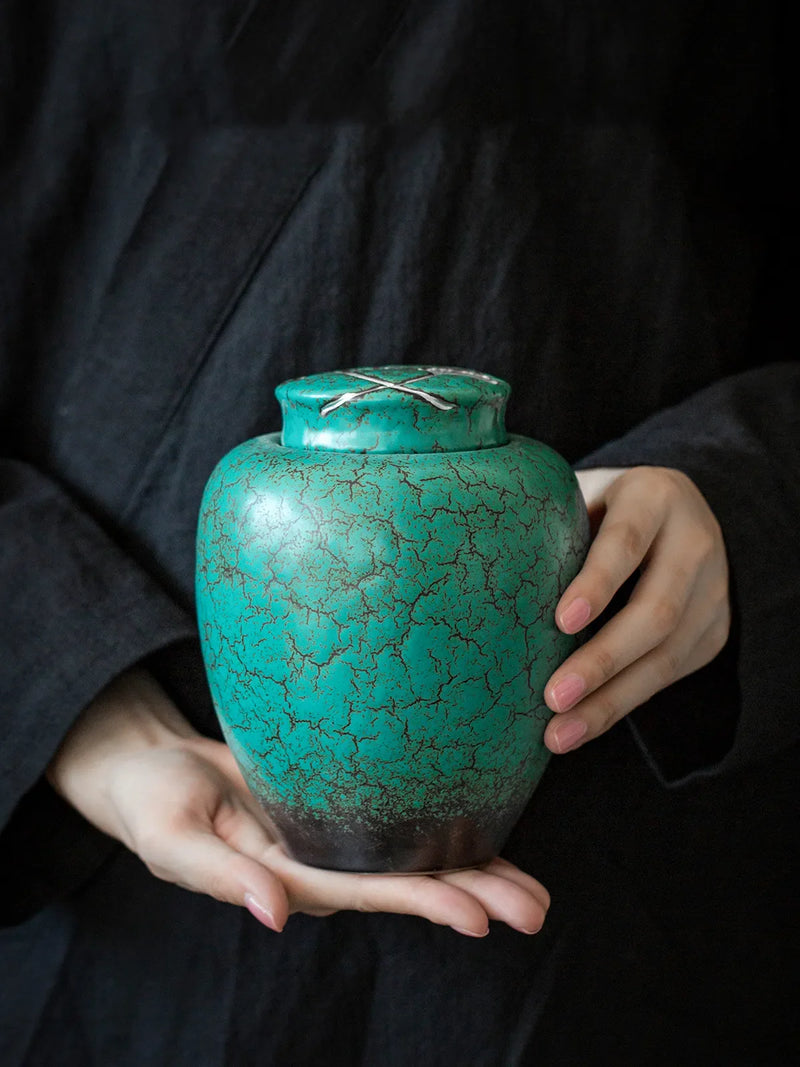 Axya Ginkgo Biloba Tea Caddy Set - Ceramic Home Storage Jar