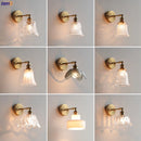 Axyaa Nordic Glass LED Wall Light with Switch, Pure Copper, Bedroom Living Room Stair Lamp