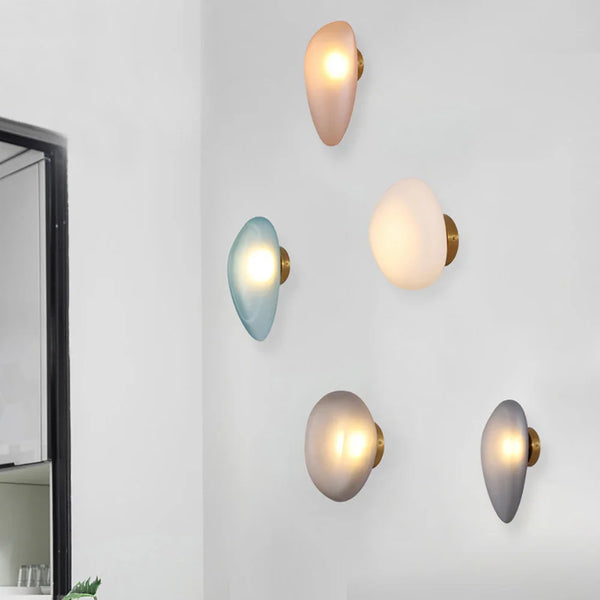 Axyaa Modern Nordic LED Wall Lamp Glass Pebble Design for Bedroom Living Room Stair Lighting