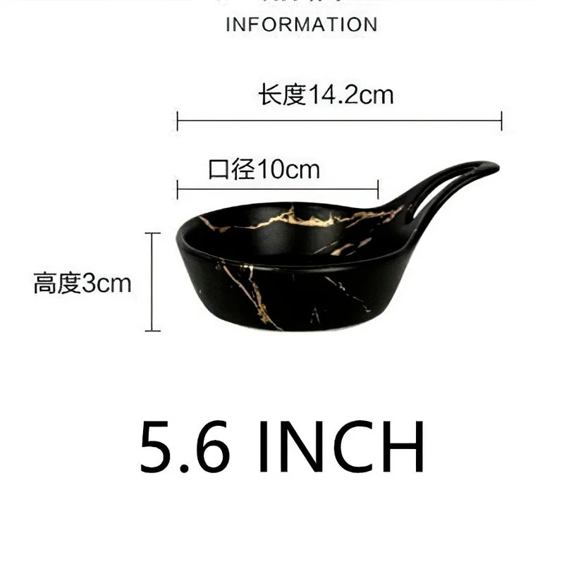 Axya Small Black Ceramic Plate Bowl Set for Kitchen Tableware and Seasoning Dish