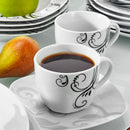 Axyaa 30-Piece Black Porcelain Ceramic Dinner Combi-Set with Dessert Soup Dinner Cup Saucer