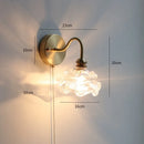 Axyaa Glass Copper LED Wall Lights Pull Chain Switch Bedroom Bathroom Mirror Stair