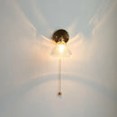Axyaa Green Glass LED Wall Lights - Pull Chain Switch, Adjustable Up/Down Lighting