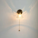 Axyaa Green Glass LED Wall Lights with Pull Chain Switch