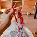 Axyaa Clear Plastic Water Bottle With Straw, Tea Strainer, Stickers, Large Capacity