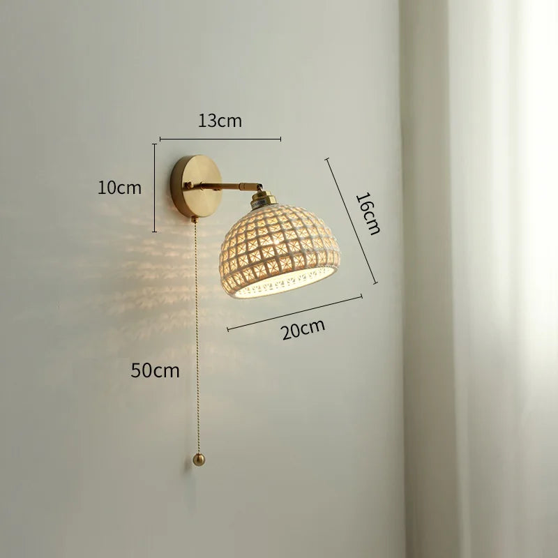 Axyaa Pink Petal LED Wall Sconce with Pull Chain Switch - Modern Nordic Wall Lamp