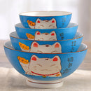 Axya Lucky Cat Ceramic Soup Salad Bowl Set