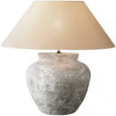 Axyaa Retro Ceramic Table Lamp with Handmade Linen Shade