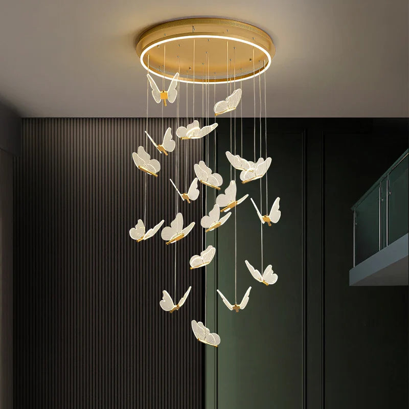 Axyaa Butterfly Chandelier: LED Pendant Light for Living Room and Staircase